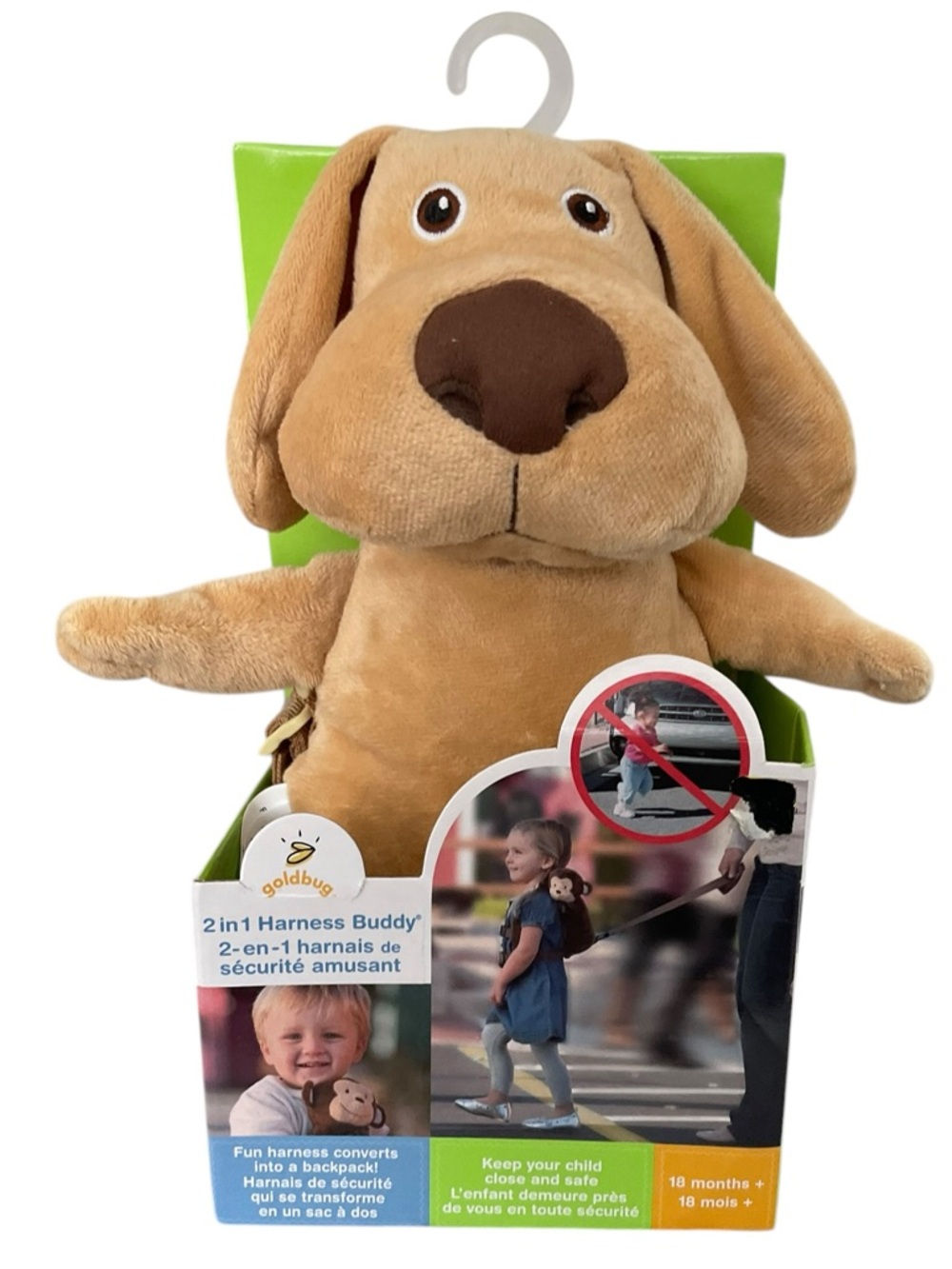GOLDBUG 2-in-1 Harness Buddy Plush Stuffed Dog Converts To Backpack Unisex NWT